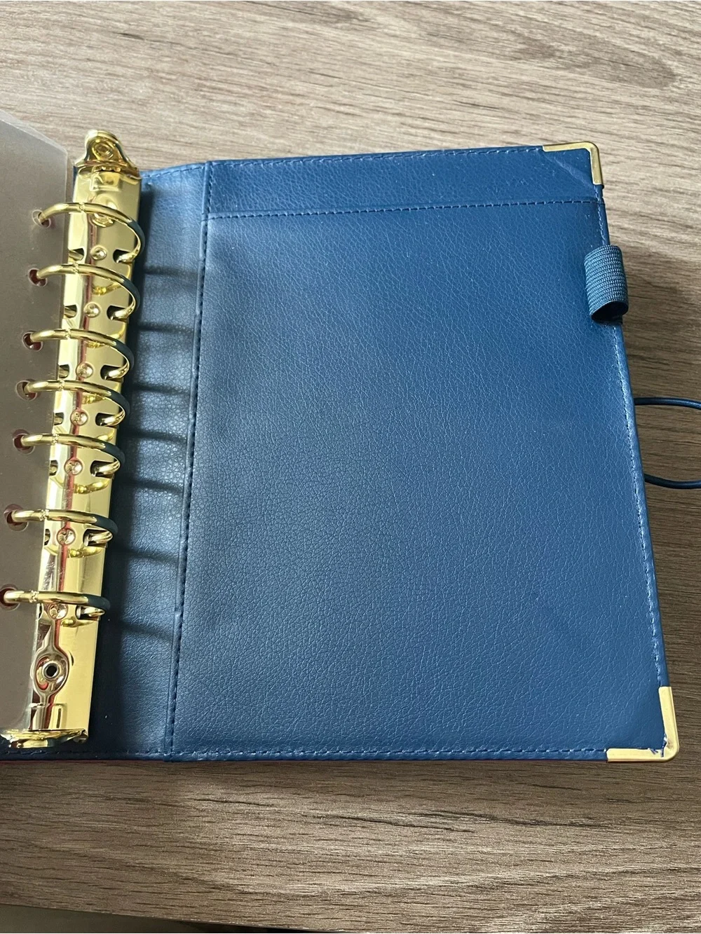 Emily Ley Happy Stripe Faux Pebbled Leather 7 Ring Planner Organizer Cover